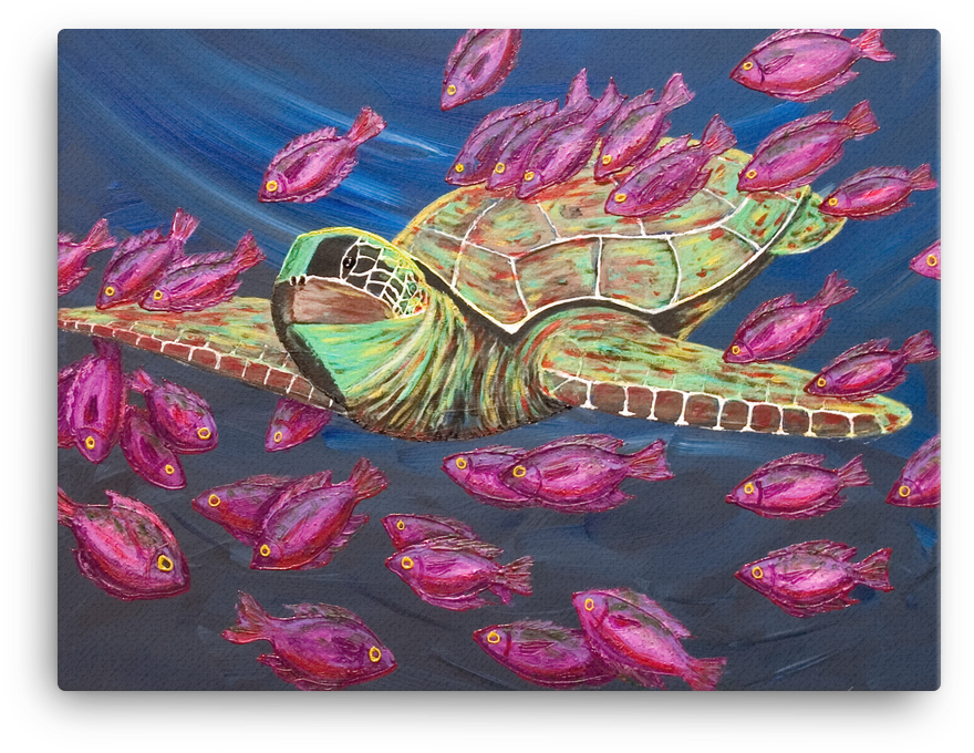 Sea Turtle By Ricky Trione (1000x1000), Png Download