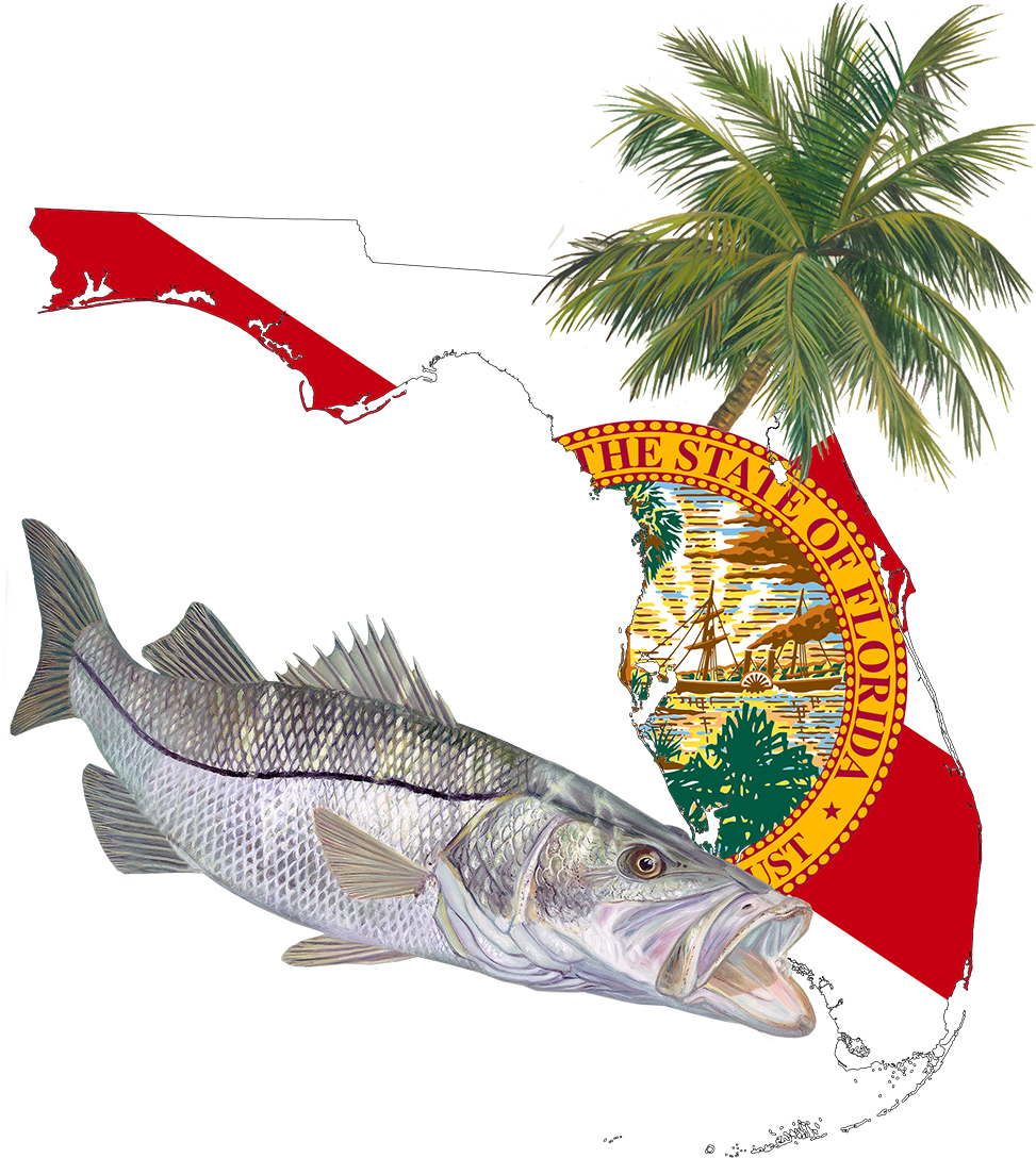 Snook Florida Fishing Shirt With Fl State Flag Sleeve (1157x1200), Png Download