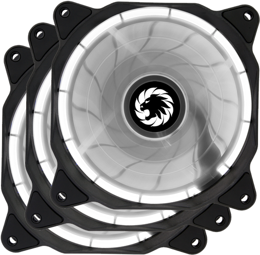 3x Game Max White Ring Led 12cm Cooling Fan (600x600), Png Download