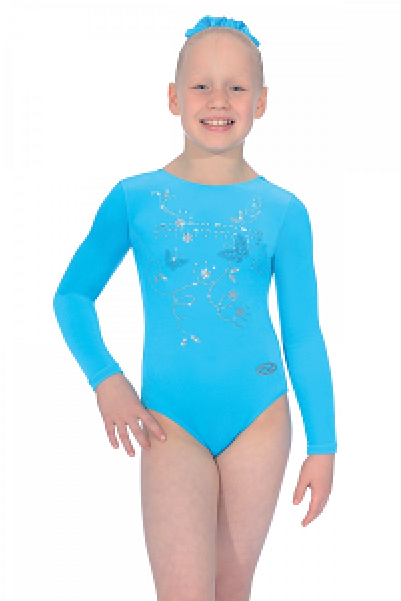 The Zone Panache Butterfly Motif Long Sleeve Gymnastics (600x600), Png Download