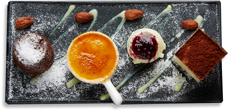 A Dessert Platter Comprising Mini Portions Of Crème (817x394), Png Download