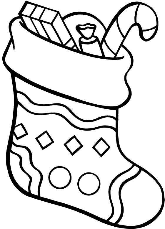 Christmas Stocking Coloring Pages (563x800), Png Download