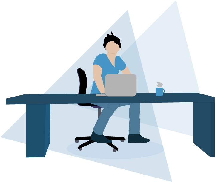 Man Sitting At A Desk Taking Part In A Live Interview (910x749), Png Download