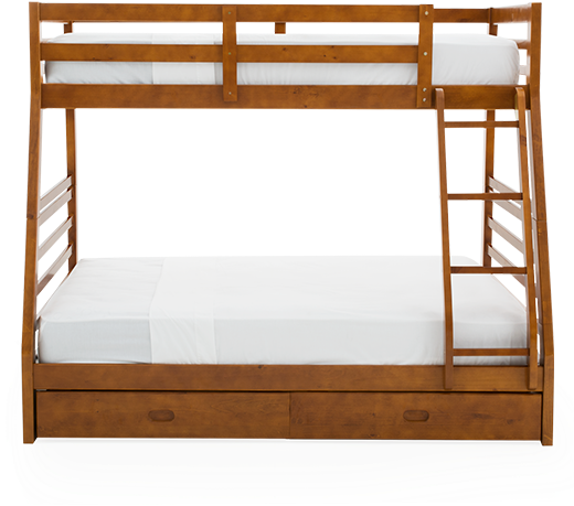 Image For Honey Brown Twin/double Kid Bunk Bed With (519x804), Png Download