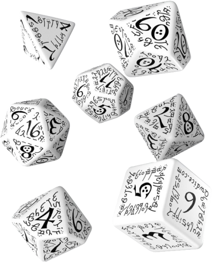 Elvish White & Black Dice Set (600x600), Png Download