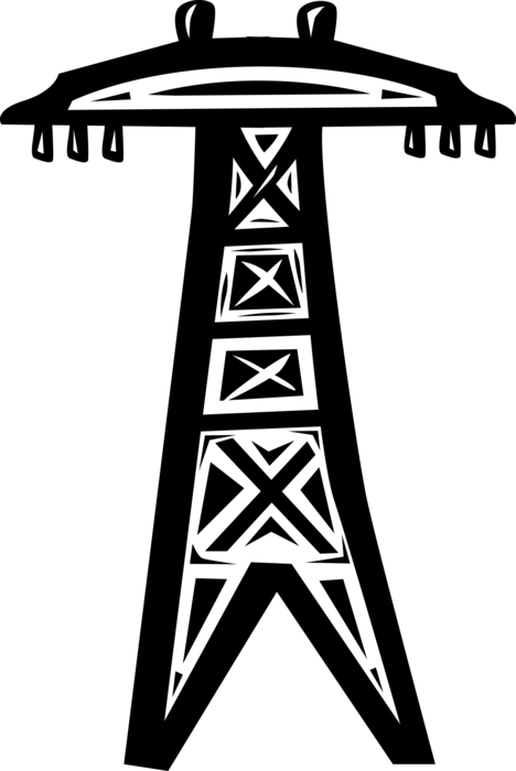 Vector Illustration Of Transmission Tower Carries Electrical (468x700), Png Download