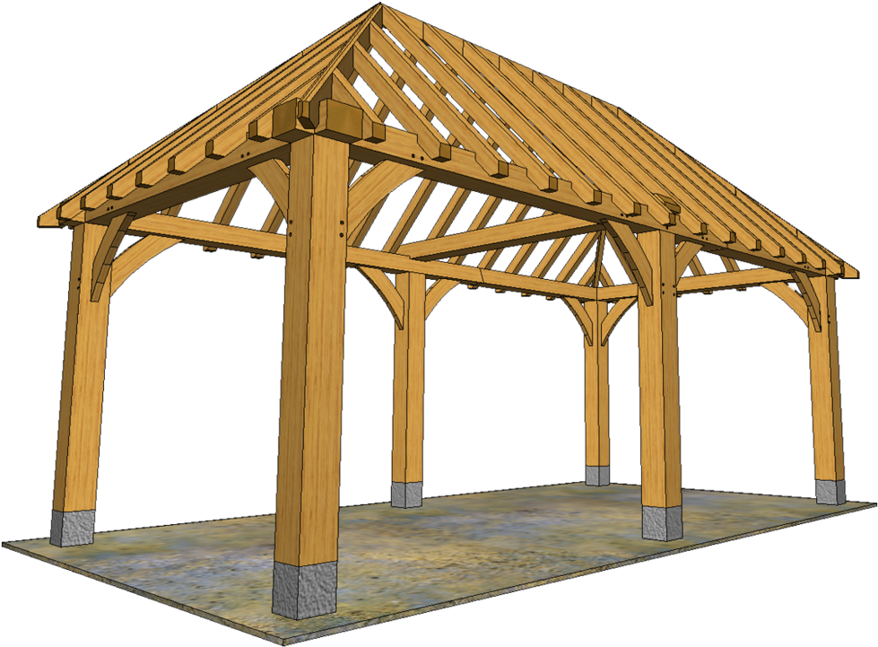 6 Post Oak Gazebo 3d1 (1000x742), Png Download