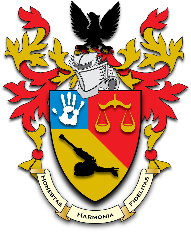 Per Bend, Gules And Or, A Libra Scale In Chief Of The (612x792), Png Download