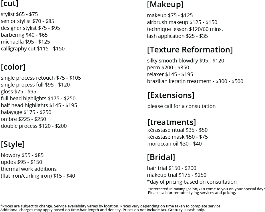 Hair Salon Makeup Services Menu Salon Brooklyn New - Community Services Jobs List (1000x800), Png Download