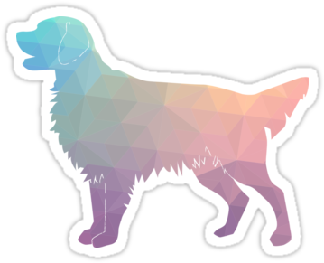 Flat-coated Retriever And Golden Retriever Geometric - Geometric Golden Retriever (375x360), Png Download