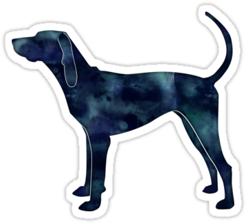 American English Coonhound Black Watercolor Silhouette - Dobermann (375x360), Png Download