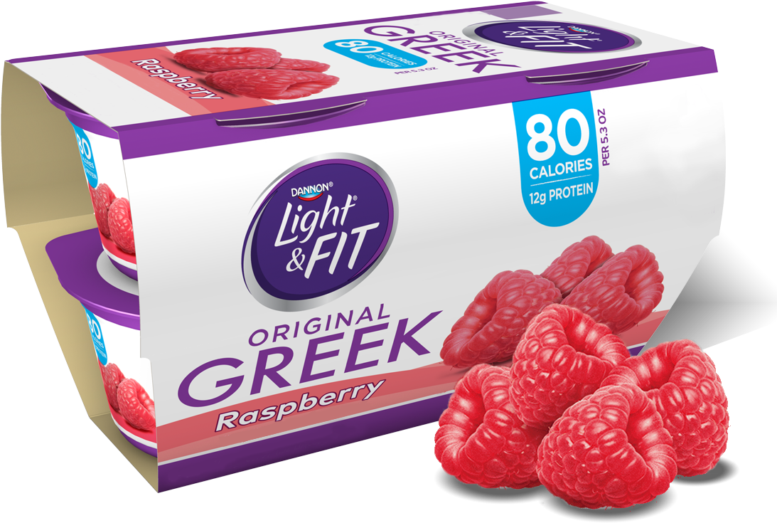 Raspberry Greek Yogurt - Light And Fit Greek Raspberry (1140x810), Png Download