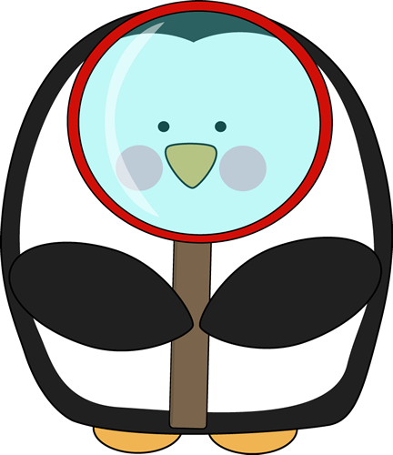 Penguin With A Magnifying Glass - Clip Art (432x500), Png Download
