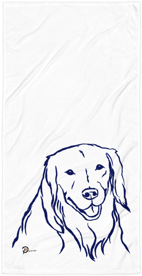 Artsy Golden Retriever Beach Towel - Sketch (1000x1000), Png Download