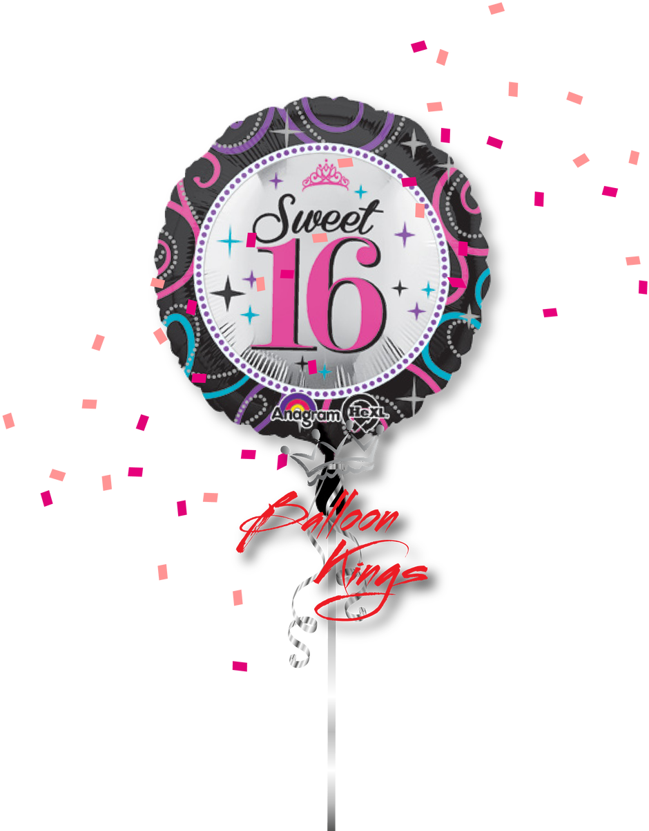 Sweet 16 Round - Sweet 16 Sparkle Balloon (1071x1280), Png Download