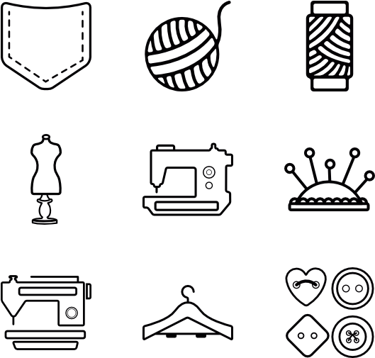 Sewing - Line Art (600x564), Png Download