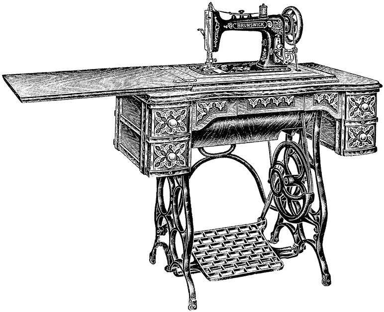 Objects - Vintage Sewing Machine Png (835x720), Png Download