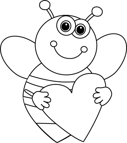 Cute Bee Clipart Black And White Black And White Cartoon - Bee Clipart Png Black And White (446x500), Png Download