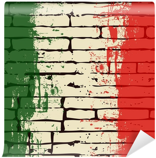 Grunged Italian Flag Over A Brick Wall Wall Mural • - Brick (400x400), Png Download