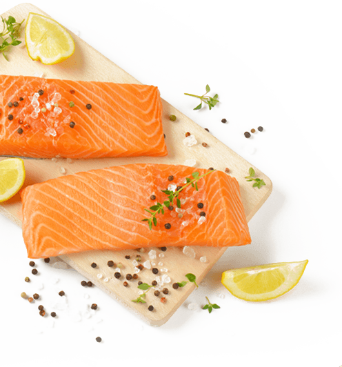 Footer-salmon - Food (496x532), Png Download