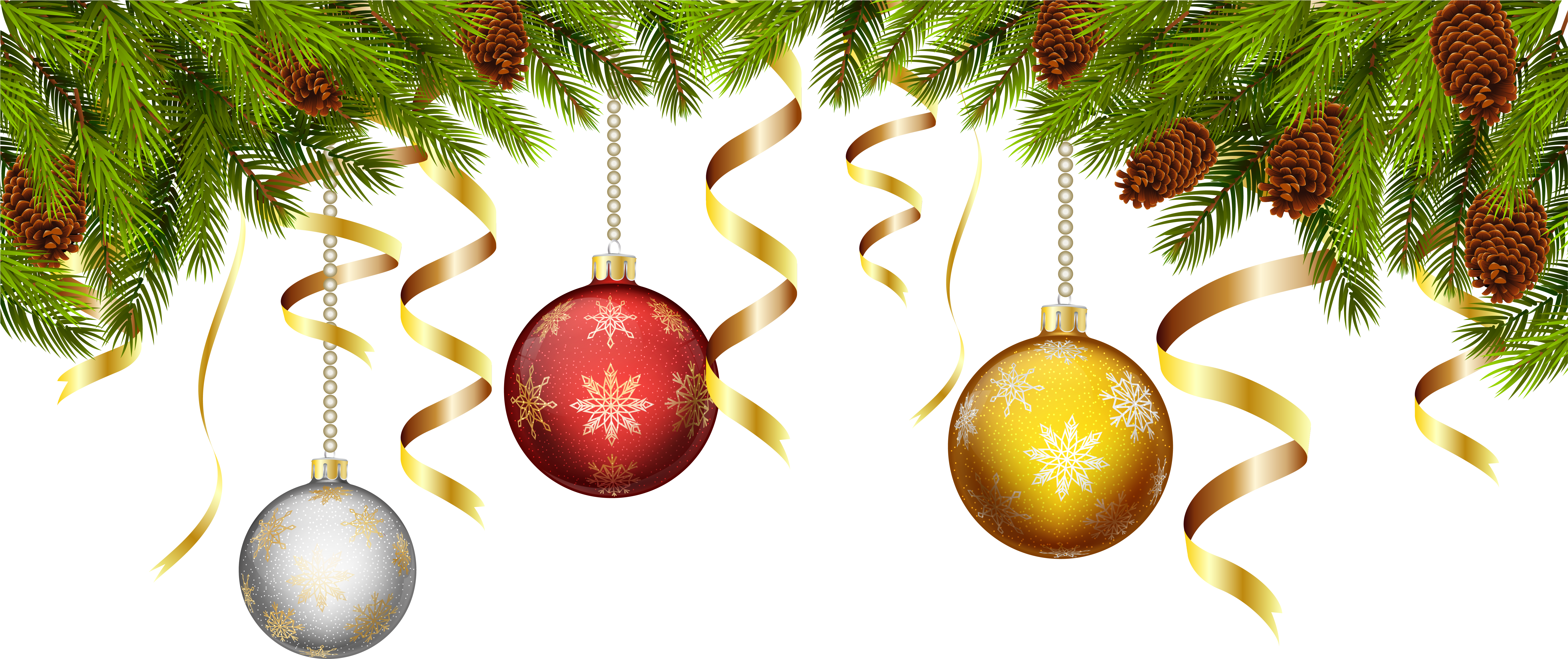 Christmas Tree Ball Decorations Png (7060x3213), Png Download