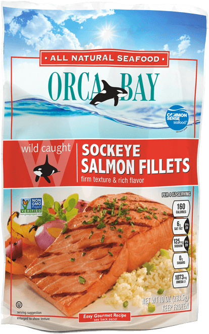 Sockeye Salmon - Orca Bay Seafoods Sockeye Salmon Fillets - 10 Oz Bag (444x692), Png Download