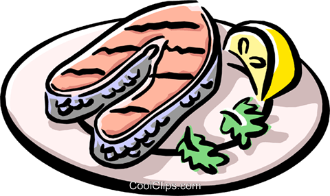 Grilled Salmon Royalty Free Vector Clip Art Illustration - Grilled Fish Clipart Png (480x286), Png Download