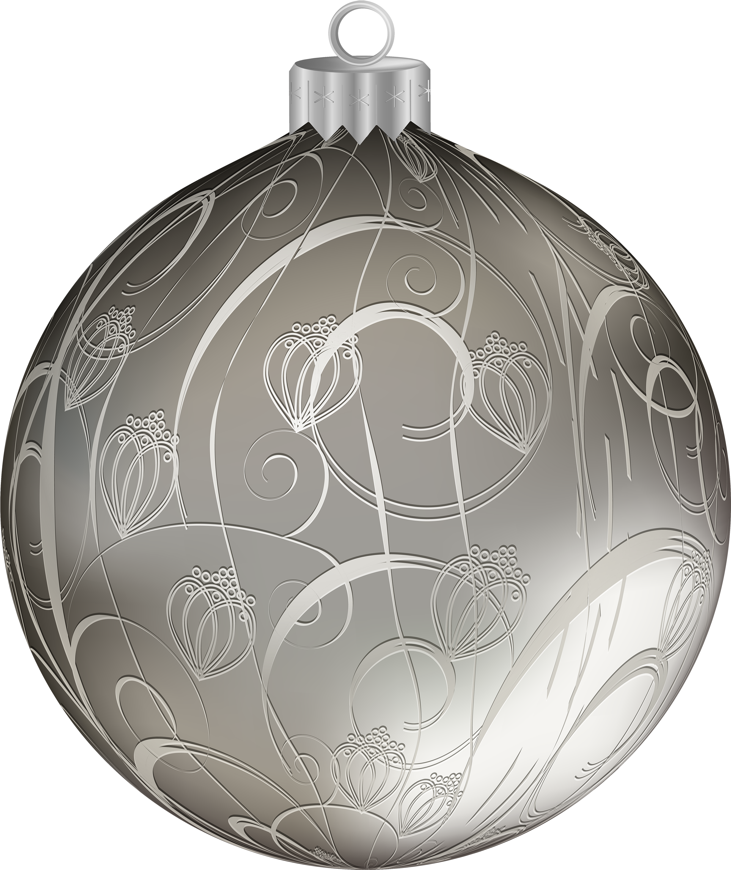 Silver Christmas Ball With Ornaments Png Clipart Image - Christmas Ornament (2522x3000), Png Download