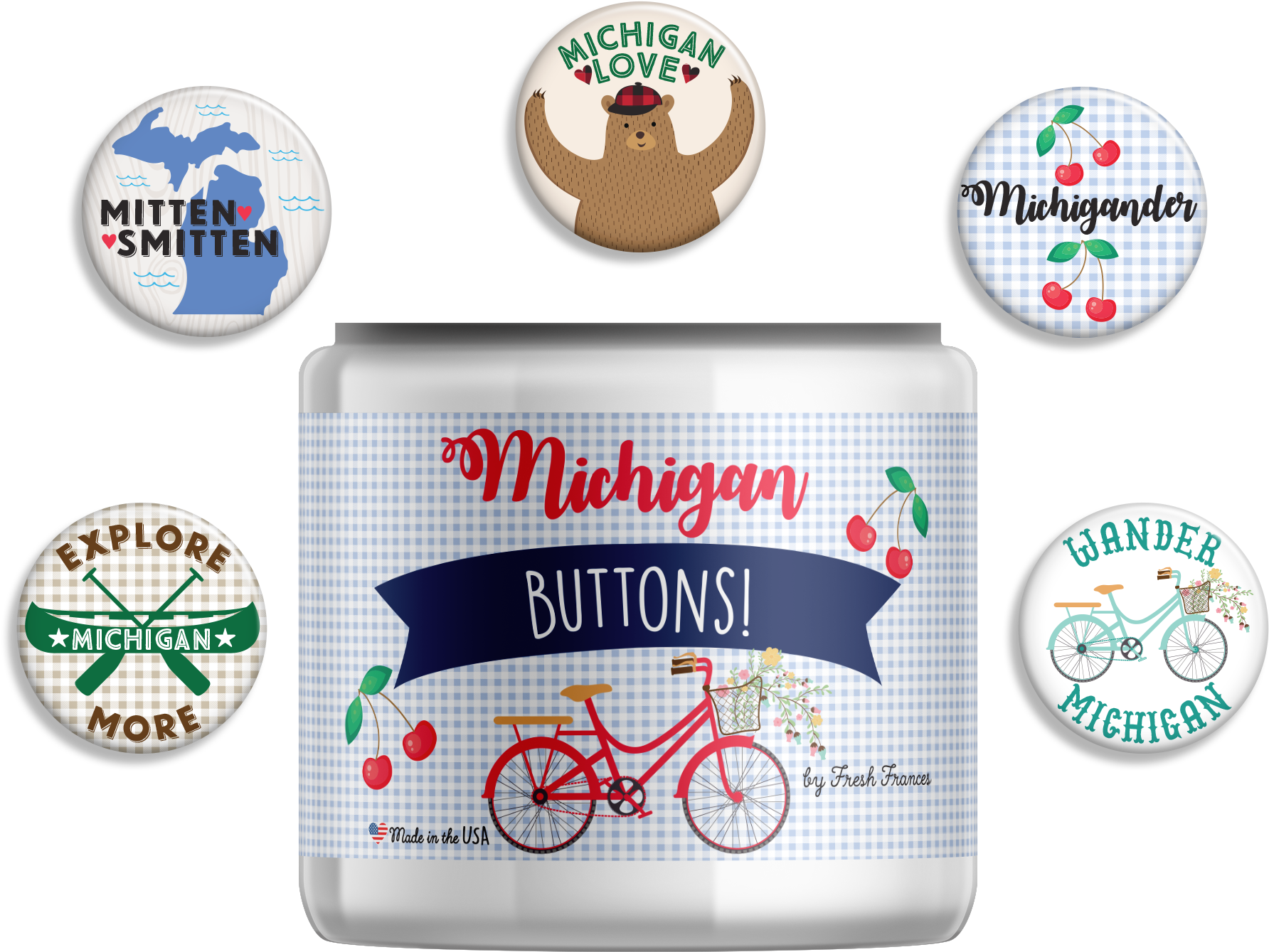 Michigan Buttons With Jar V=1503608775 - Michigan (1800x1481), Png Download