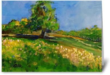 Rolling Hills New Father Greeting Card - Painting (424x349), Png Download