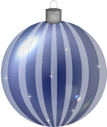 Blue Striped Christmas Ball Ornament Png Clipart - Christmas Ornament (408x461), Png Download