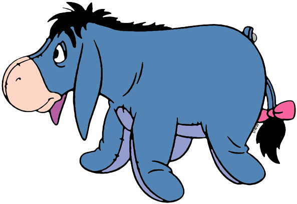 Eeyore Smiling, Side View Sitting Down, Smiling Looking - Coloring Book (593x408), Png Download