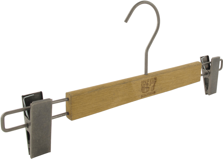 Clothes Hanger With Metal Clips - Clothes Hanger (876x585), Png Download