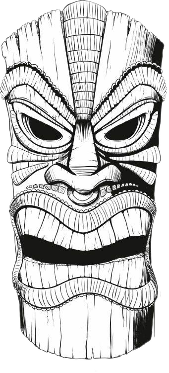 Tiki Polynesia T - Tiki Mask Drawing (341x750), Png Download