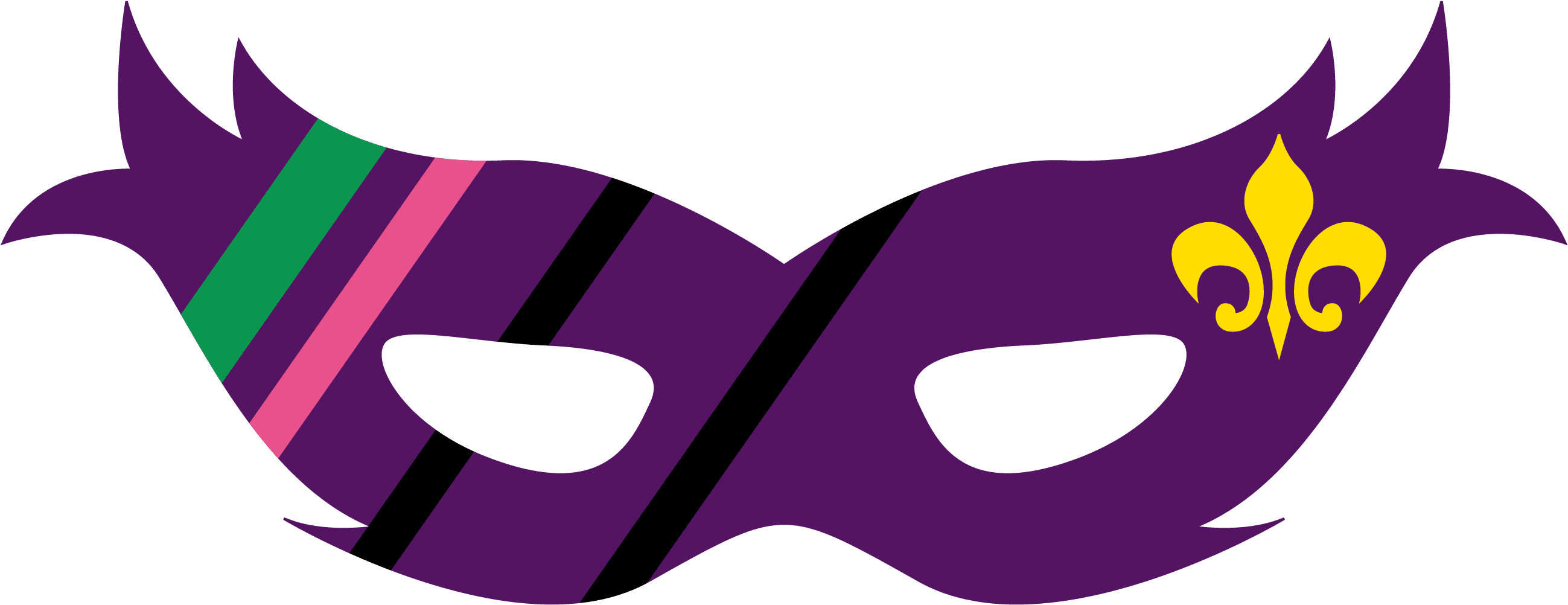 Carnival Mask Clipart Purple - Mask Clipart (2600x1008), Png Download