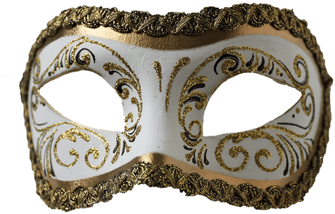 Colombina White & Gold Masquerade Mask - Masquerade Ball (500x500), Png Download