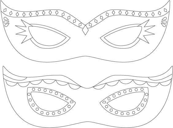 Mardi Gras Mask Coloring Printable - Mask (650x560), Png Download