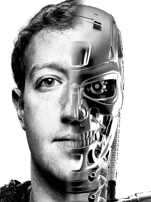 Mark Zuckerberg Face Black And White Monochrome Photography - Mark Zuckerberg Is A Robot (500x667), Png Download