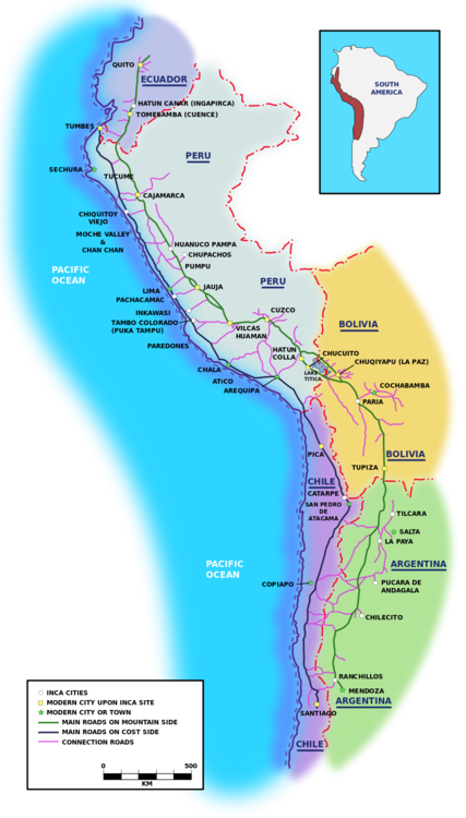 Inca Road System Map (427x750), Png Download