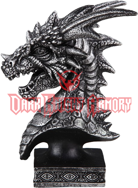 Dark Dragon Head Pedestal Statue (622x622), Png Download