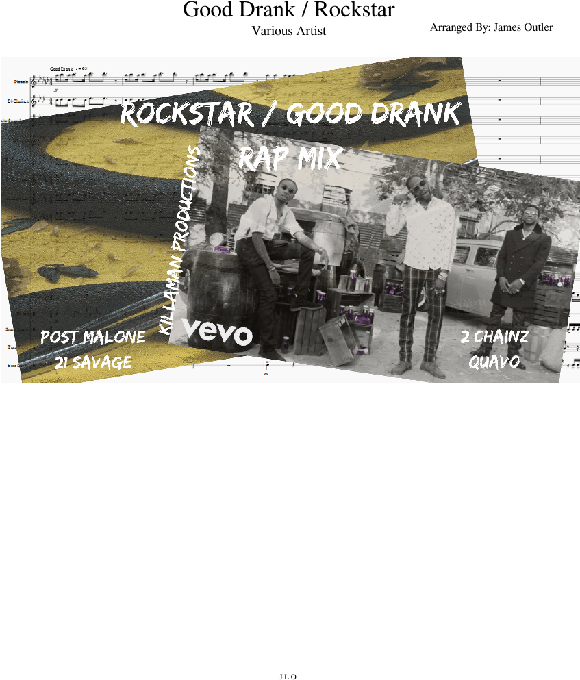 Good Drank / Rockstar Rap Mix Sheet Music For Clarinet, (850x1100), Png Download