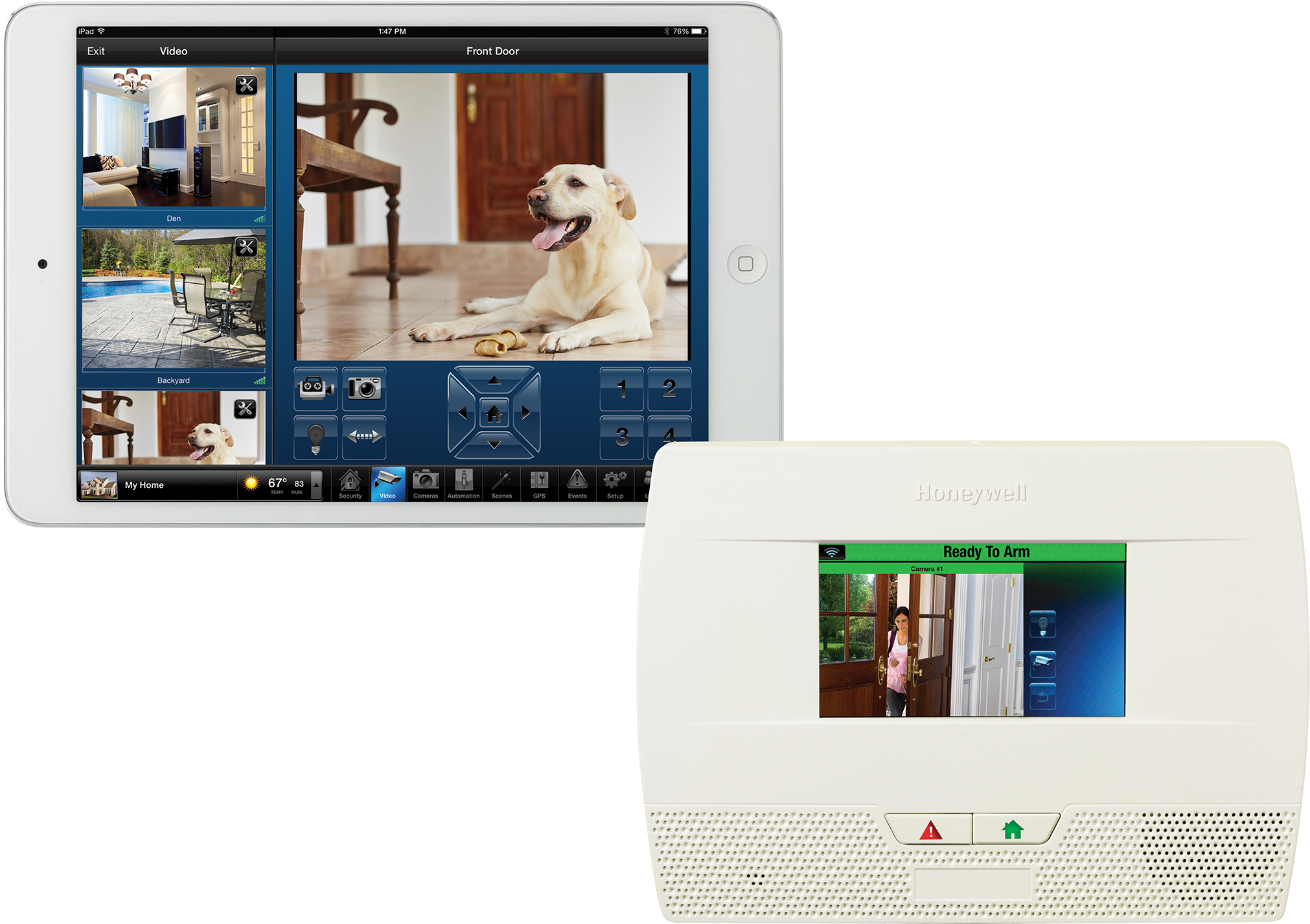 Lynx Touch 5210 With Honeywell (2100x1507), Png Download