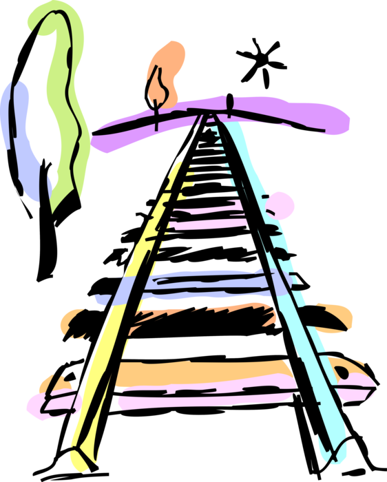 Vector Illustration Of Railroad Rail Transport Locomotive - Can't Wait - Flow - Download (562x700), Png Download