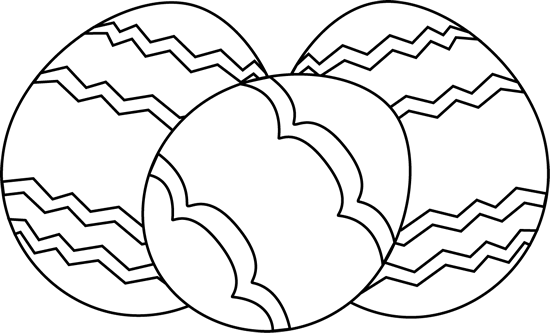 Three Black And White Easter Eggs - Black And White Easter Egg Clip Art (550x333), Png Download