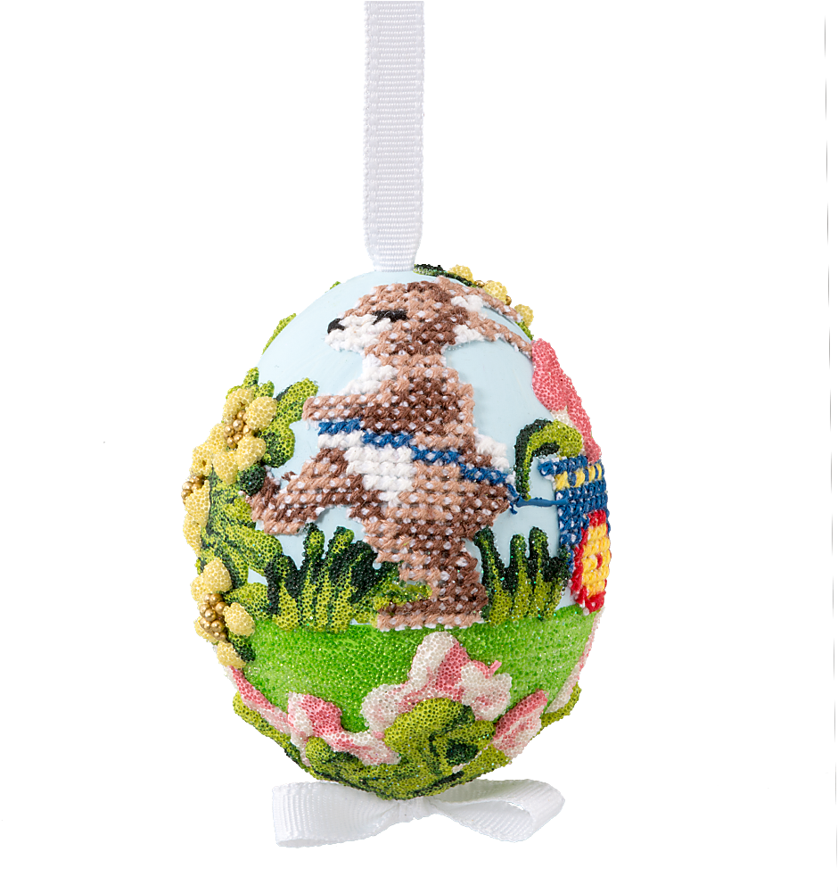 Easter-egg Rabbit With Carriage Embroided - Ornament (1000x1000), Png Download