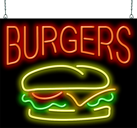 Burgers Neon Sign - Neon Sign (550x514), Png Download
