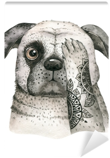 Watercolor Closeup Portrait Of Cute Dog - Dog (400x400), Png Download