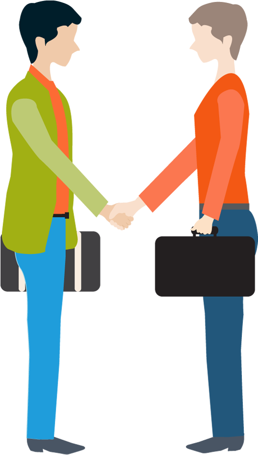 Two Cartoon Businessmen Shaking Hands - Businessman Shake Hands Clipart (550x940), Png Download
