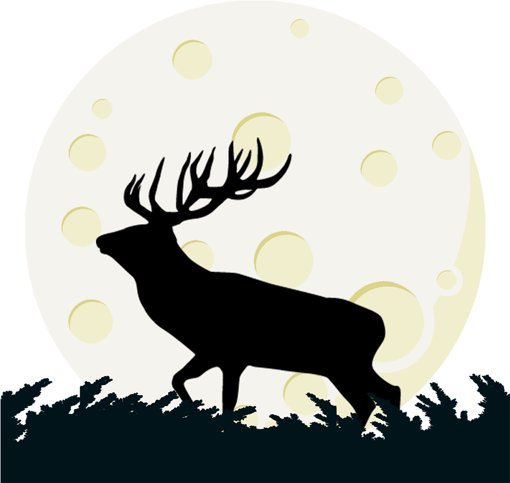 Buck Deer And Moon Transparent Clipart Png Elk Png - Portable Network Graphics (1000x1000), Png Download