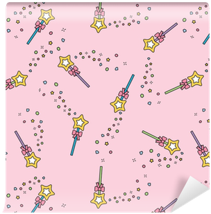 Magic Wand Seamless Pattern With Magic Sparkles Pink - Wallpaper (400x400), Png Download
